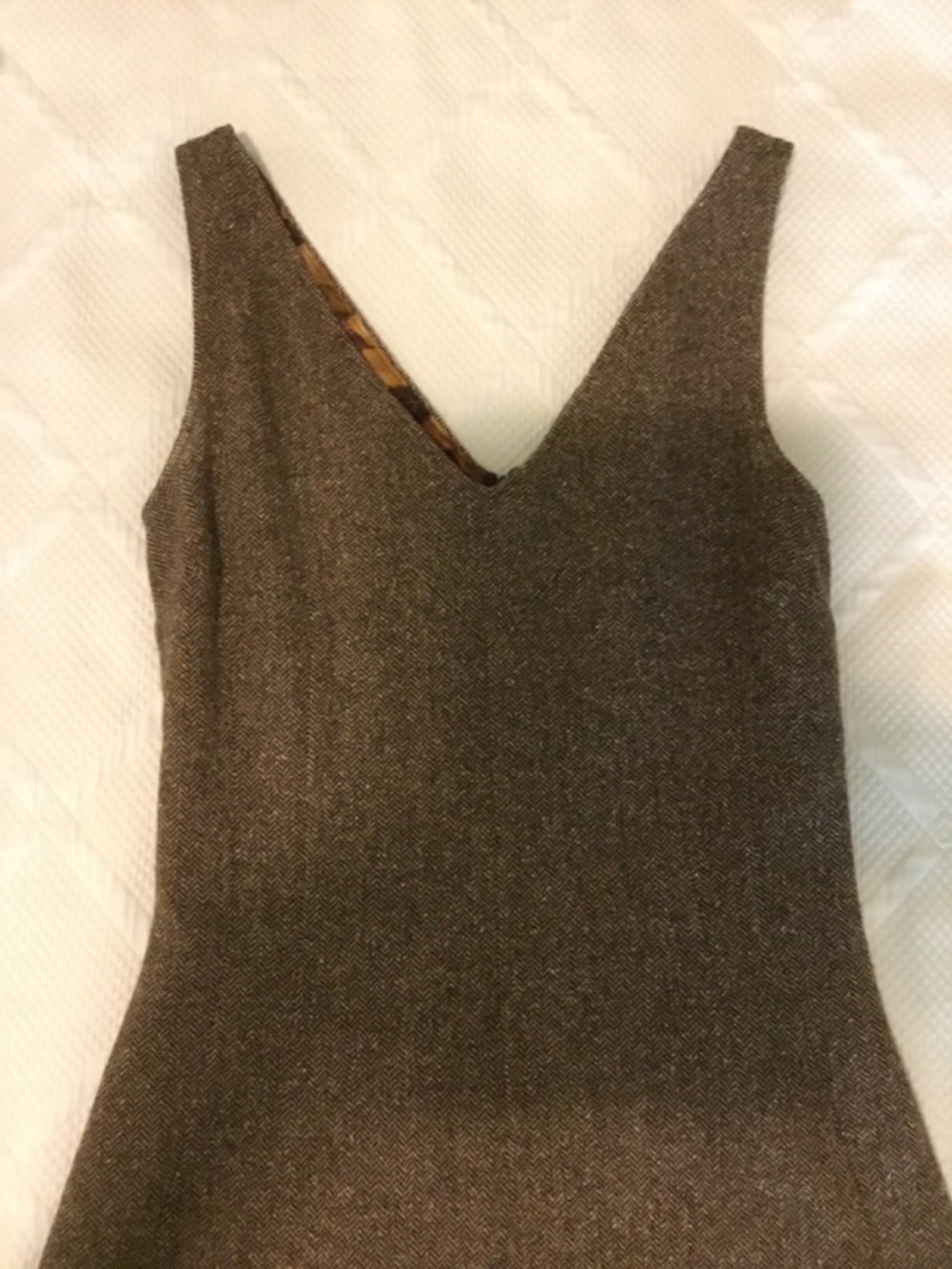 Dolce & Gabbana D&G Brown Herringbone Tweed Fit & Flare Midi Dress - Picture 5 of 14